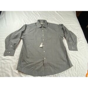 Eagle Shirtmakers Mens Black White Micro Check Non-Iron‎ Cotton Dress Shirt 17.5